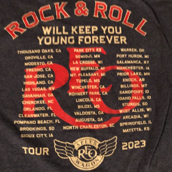 REO Speedwagon 2023 Tour "Rock & Roll Will Keep You Young Forever" t-shirt - Picture 6 of 10